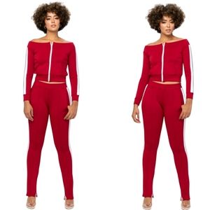 Candy Apple Off The Shoulder Tracksuit